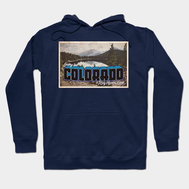 Greetings from Colorado - Vintage Travel Postcard Design Hoodie by fromthereco
